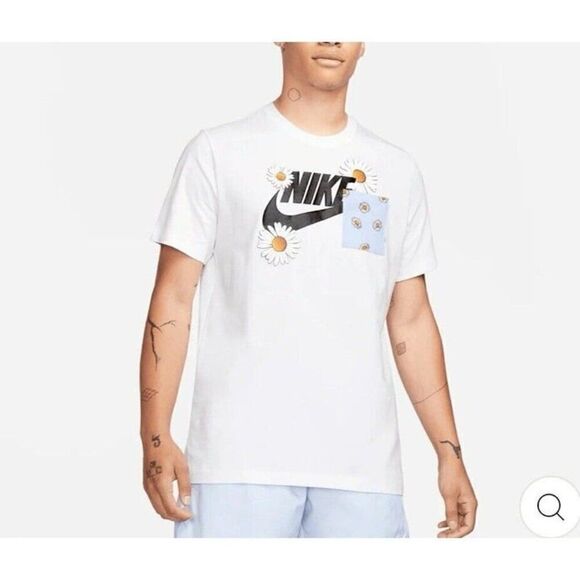 Nike Sportswear Essential Floral Daisy Shirt Mens Size Small White Streetwear - Picture 1 of 11
